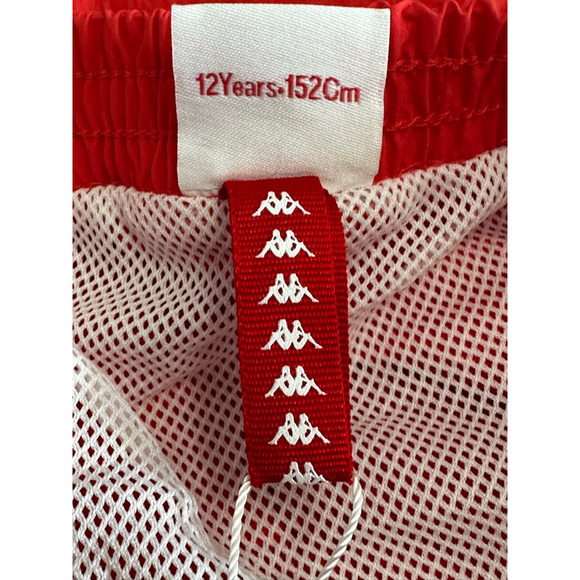 Kappa Boys Swim Trunks Red Colorblock Elastic Waist Lined Mesh Pocket 12 New - Picture 9 of 10